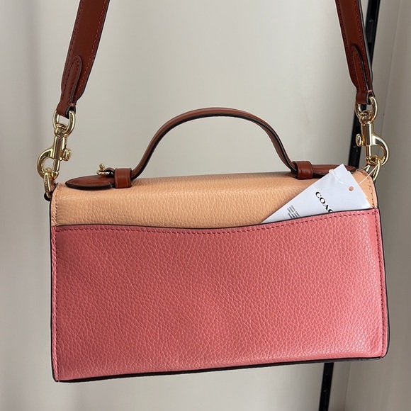 Coach Hand Bag Coach C8161 Kleo Top Handle In Colorblock Pebble Leather Fd Blush - Picture 9 of 16